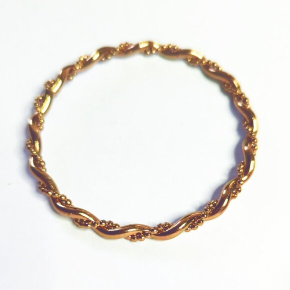 Vintage Copper-Toned Twisted Rope Design Bangle Bracelet 2.5" Diameter - Picture 1 of 4